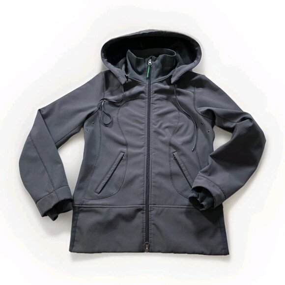 Lululemon Softshell Jacket Womens S/M Gray Zip LS Silverscent Hood Fleece Inside - Picture 9 of 16